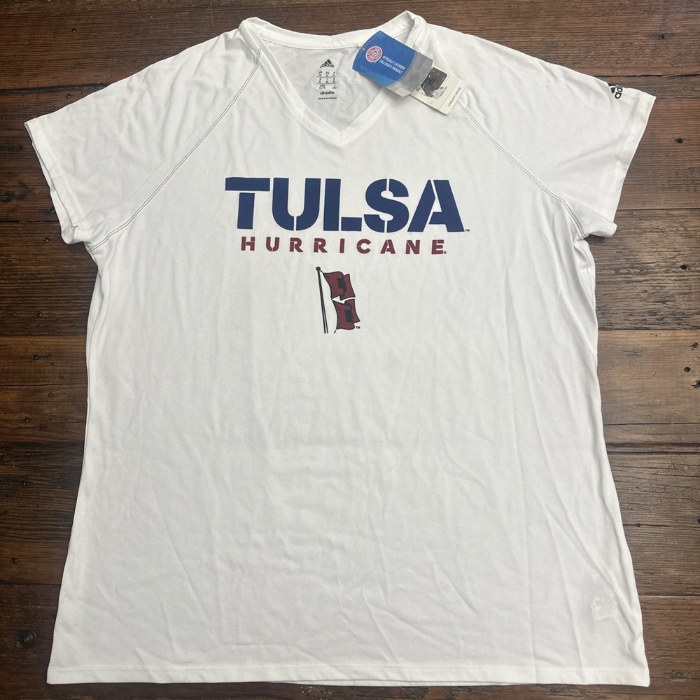 NWT Tulsa Golden Hurricane NCAA Adidas Women's White Sideline Climalite Size XL